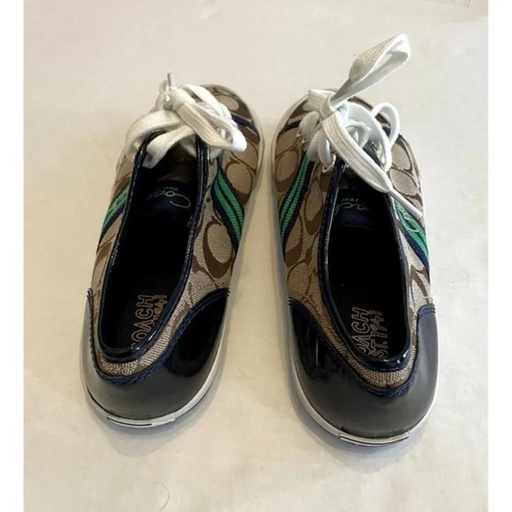 SIZE 6. COACH Folly logo canvas &‎ leather sneakers shoes.